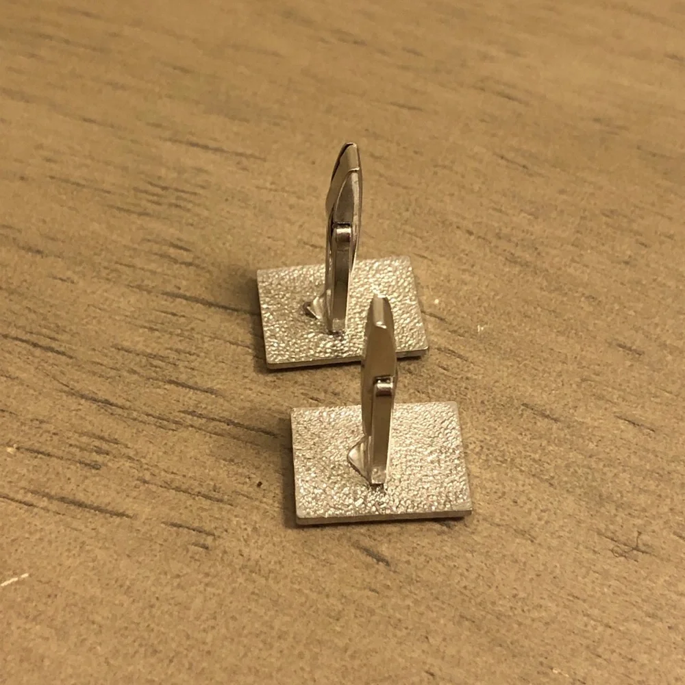 Silver Tone Rectangular Cuff Links